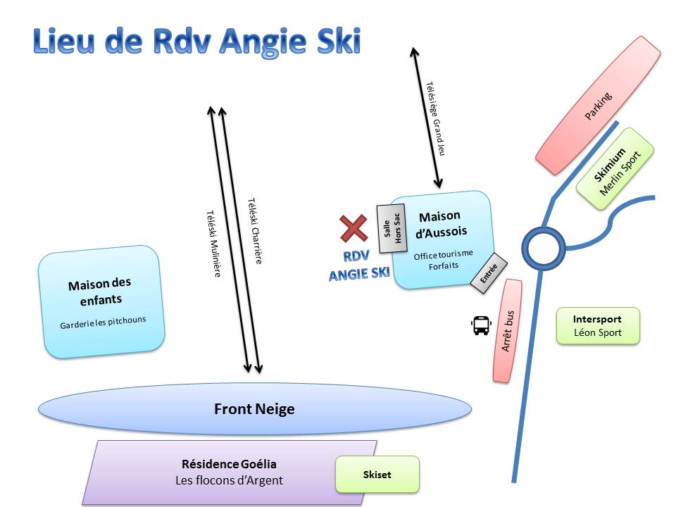 Plan du lieu de rendez-vous cours Angie ski Aussois