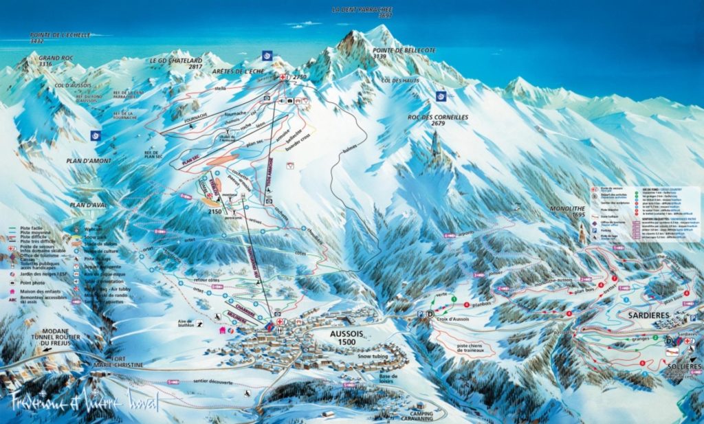Plan des pistes du domaine skiable d'Aussois